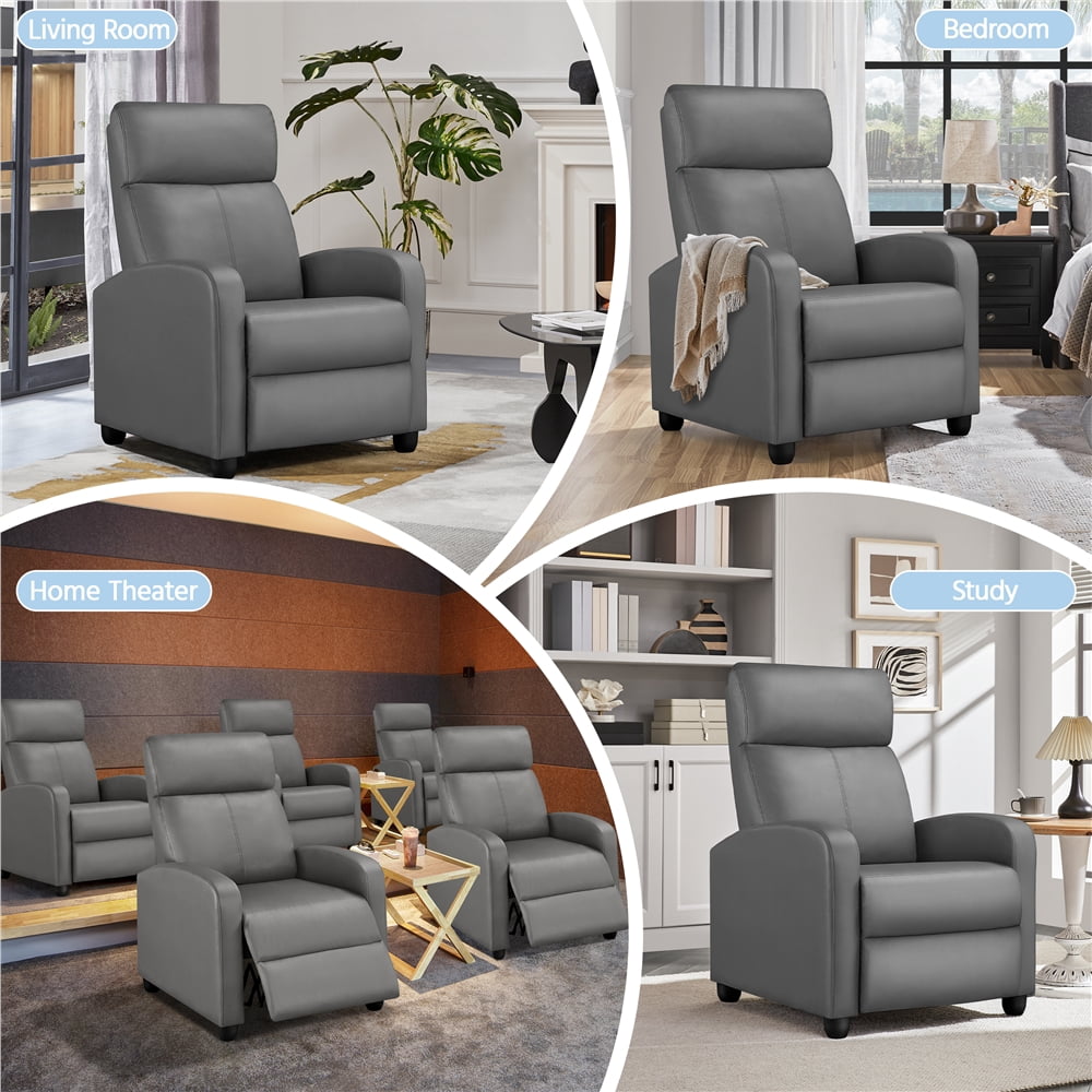 Yaheetech PU Leather Adjustable Recliner Chairs with Pocket Springs, Set of 2, Gray