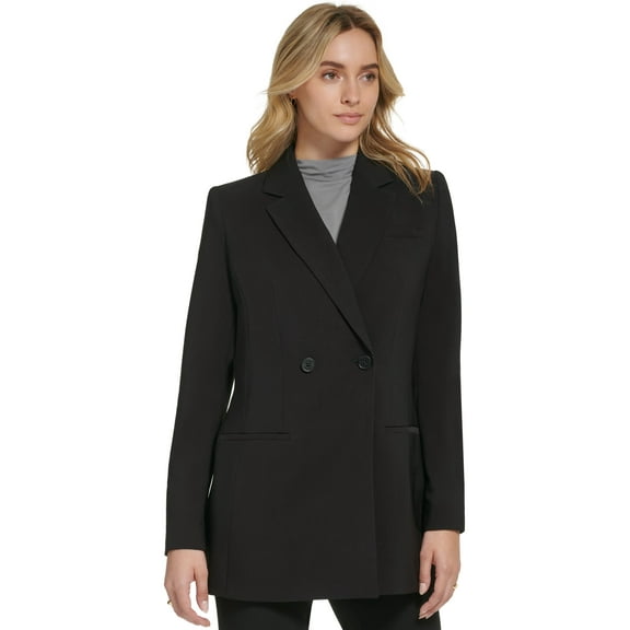 Calvin Klein Womens X Fit Double Breasted Blazer Black 2
