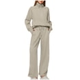 thumbnail image 1 of Posijego Ensemble 2 Pcs pour Femmes Décontracté Demi-Fermeture à Glissière Manches Longues Chandails en Molleton Pantalon Grand Tenues de Détente Simples, 1 of 6
