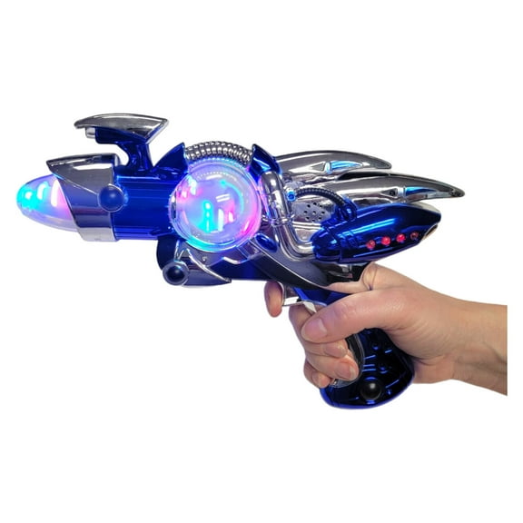 Blue Light-up Galaxy Space UV Glow Super Spinning Super Space Blaster Flash Gun