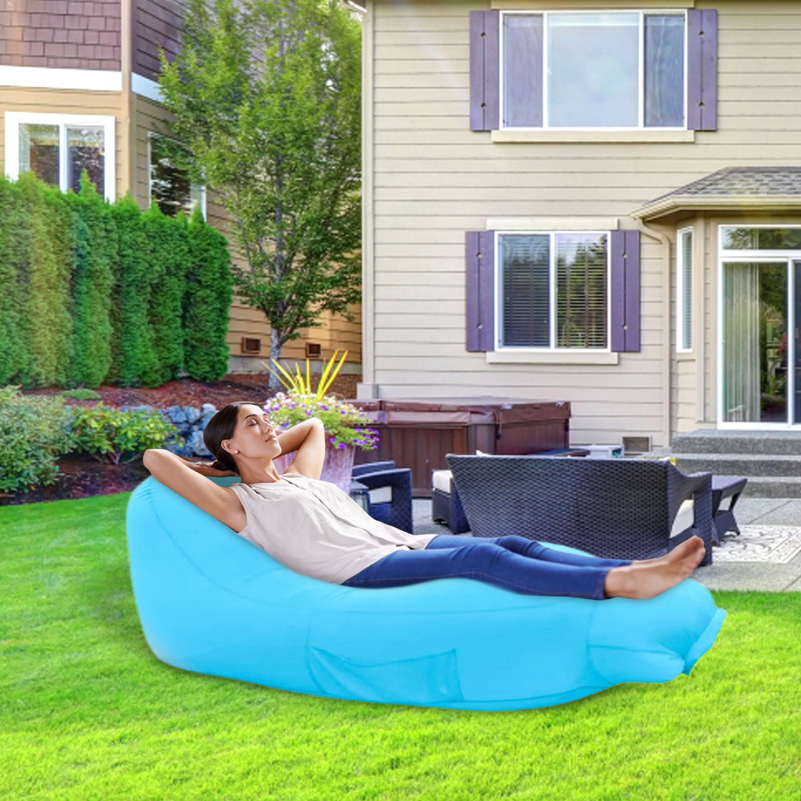 Recliner Outdoor Air Sofa Folding Camping Sleeping Inflatable Beach Proof Lightweight Compact Portable Travel Pad Comfort Backpacking Easy Carry Versatile