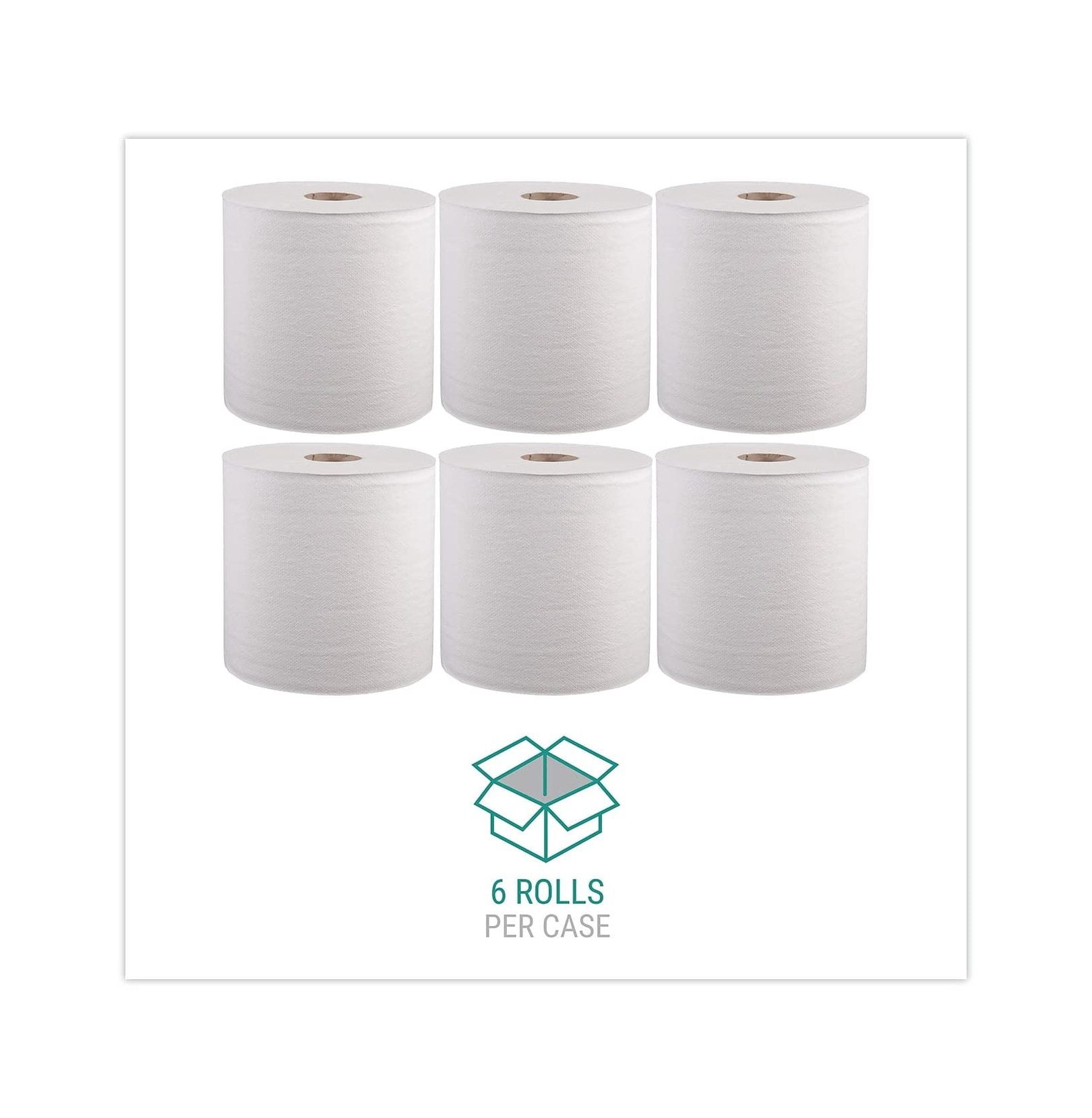 Hardwound Paper Towels, 6 Pack - 8" x 800ft White Roll Towels for Dispensers - Heavy Duty Absorbent Hand Towels for Bathroom, Kitchen, Office
