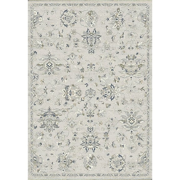 Dynamic Rugs Opulus Beige/Grey/Gold 2.3X7.7 Floral Machine-Made Finished Runner