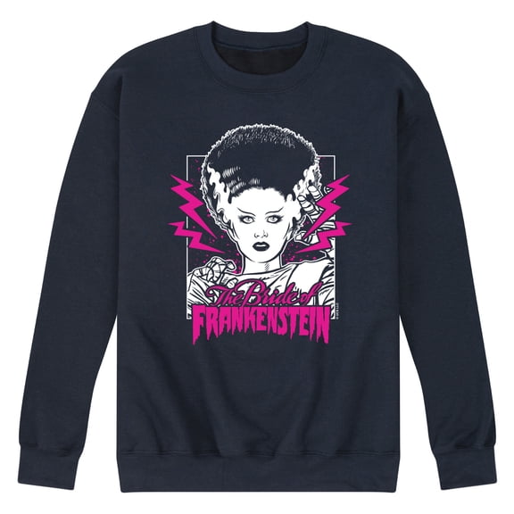 Classic Monsters - The Bride of Frankenstein - Neon Pink Thunder Bolts - Men's Crew Neck Fleece Pullover