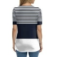 thumbnail image 4 of NAMTYQX Trendy Tops for Women 2025 Short Sleeve Crewneck Womens T Shirts Loose Cute Summer Tops for Women Dark Blue Size 2XL, 4 of 5