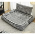 thumbnail image 3 of Double human dog bed,Lazy sofa ,Loveseat,Fits You & Pets,Extra Large Floor Couch,Can sit or lie down,2-in-1,5 Adjustable Position, Plump Pillow,2 Seat,Chenille,Gray, 3 of 8
