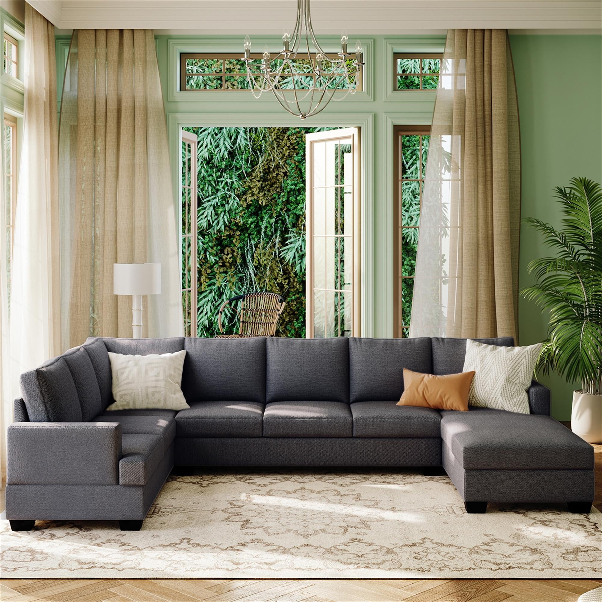 Candidliike Modern Large Upholstered Sofa, UShape Sectional Couch, Extra Wide Chaise Lounge