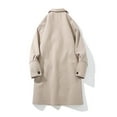 thumbnail image 4 of successthop Trench Coat Men Long Sleeve Lapel Overcoat with Pockets Knee Length Button Down Solid Casual Outwear, 4 of 5