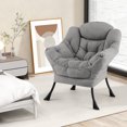 thumbnail image 2 of Giantex Sherpa Upholstered?Lazy Chair, Accent Contemporary Lounge Chair w/ Metal Frame, Modern Single Leisure Sofa Chair, 2 of 6