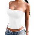 thumbnail image 2 of Womens Tube Tops Strapless Crop Tops Basic Backless Sleeveless Going Out 2026 Spring Summer Clothes White XL, 2 of 8