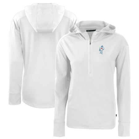 Women s Cutter & Buck White Houston Oilers Throwback Daybreak Eco Recycled Half-Zip Hoodie