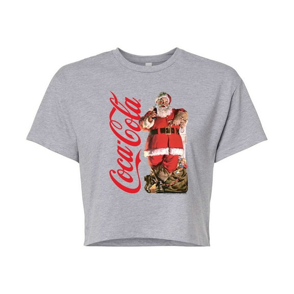 Coca-Cola - Vintage Santa With Presents - Juniors Cropped Short Sleeve Graphic T-Shirt