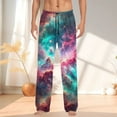 thumbnail image 2 of Zszcpp High Waisted Pants Men Galaxy Relaxation Theme Starry Sky Long Comfort Drawstring Baggy Thin Printed Trousers Casual Trouser, 2 of 4