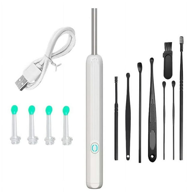 LNGOOR Ear Wax Removal with Camera 1296P HD Wireless Earwax Remover Tool with 6 LED Lights and 8 Ear Pick Kit Ear Cleaner for iOS & Android (Black)