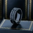 thumbnail image 2 of 8mm Black Tungsten Eternity Wedding Band, Sectional CZ Beveled Edge Anniversary Ring - TN1158WAs13, 2 of 4