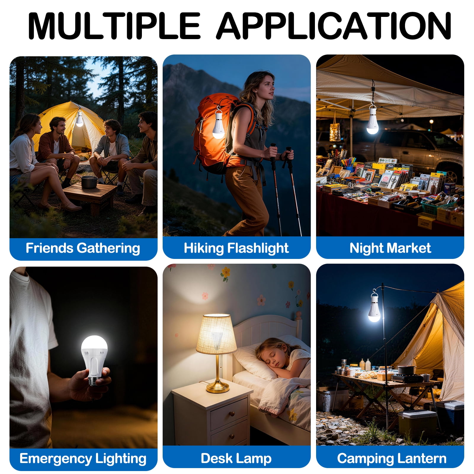 Ostwiki Rechargeable Emergency LED 9W Cool White General Purpose Light Bulbs, Dimmable 10 Pack