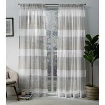 Exclusive Home Bern Stripe Light Filtering Semi-Sheer Rod Pocket Curtain Panel Pair, 54"x108", Dove Grey
