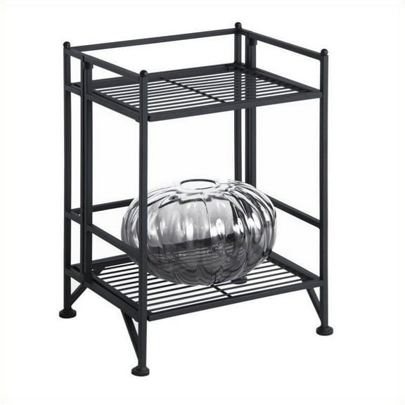 Pemberly Row 2 Tier Folding Metal Shelf - Black