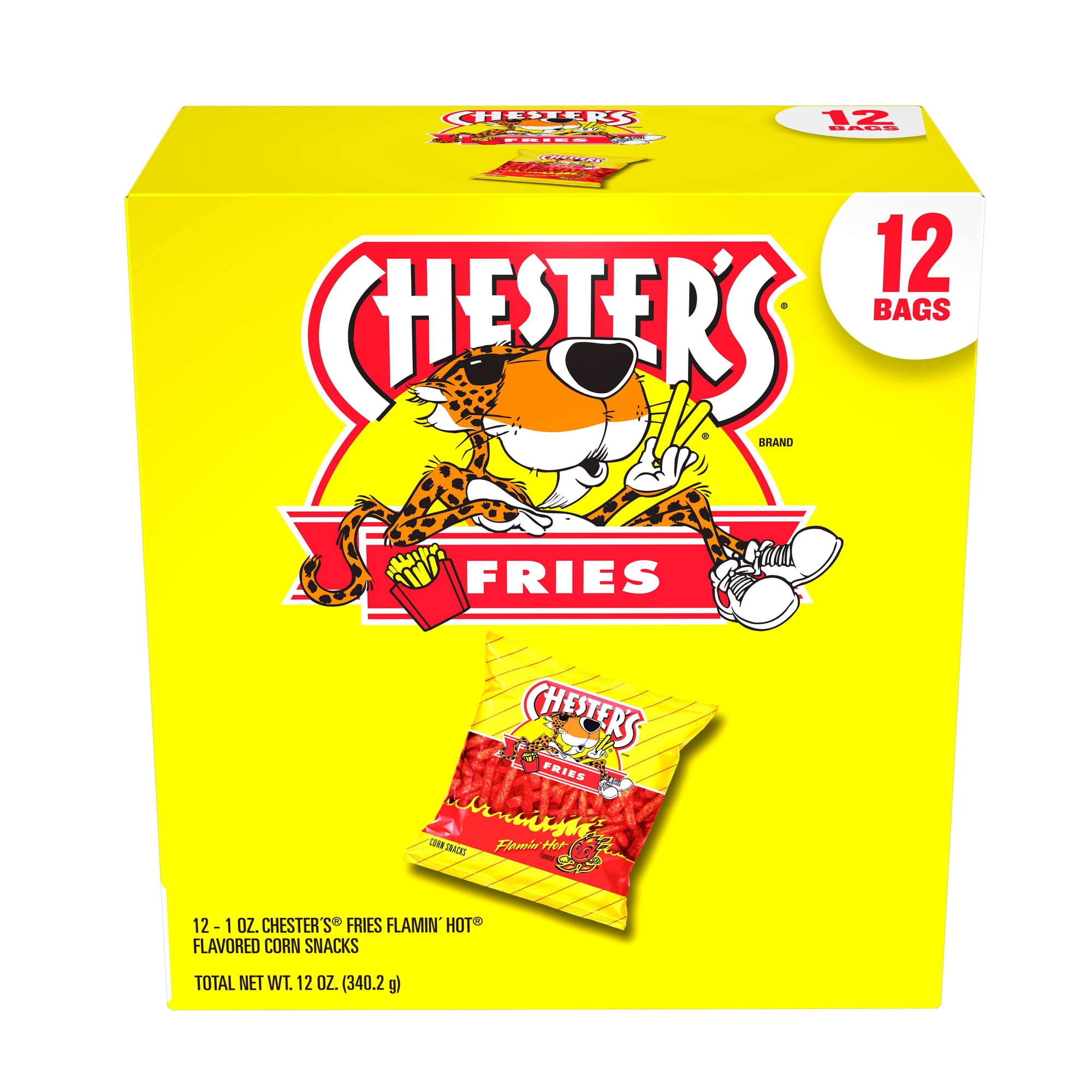 Chester's Fries Flamin' Hot Flavored Corn Snacks, 12 oz, 12 Count