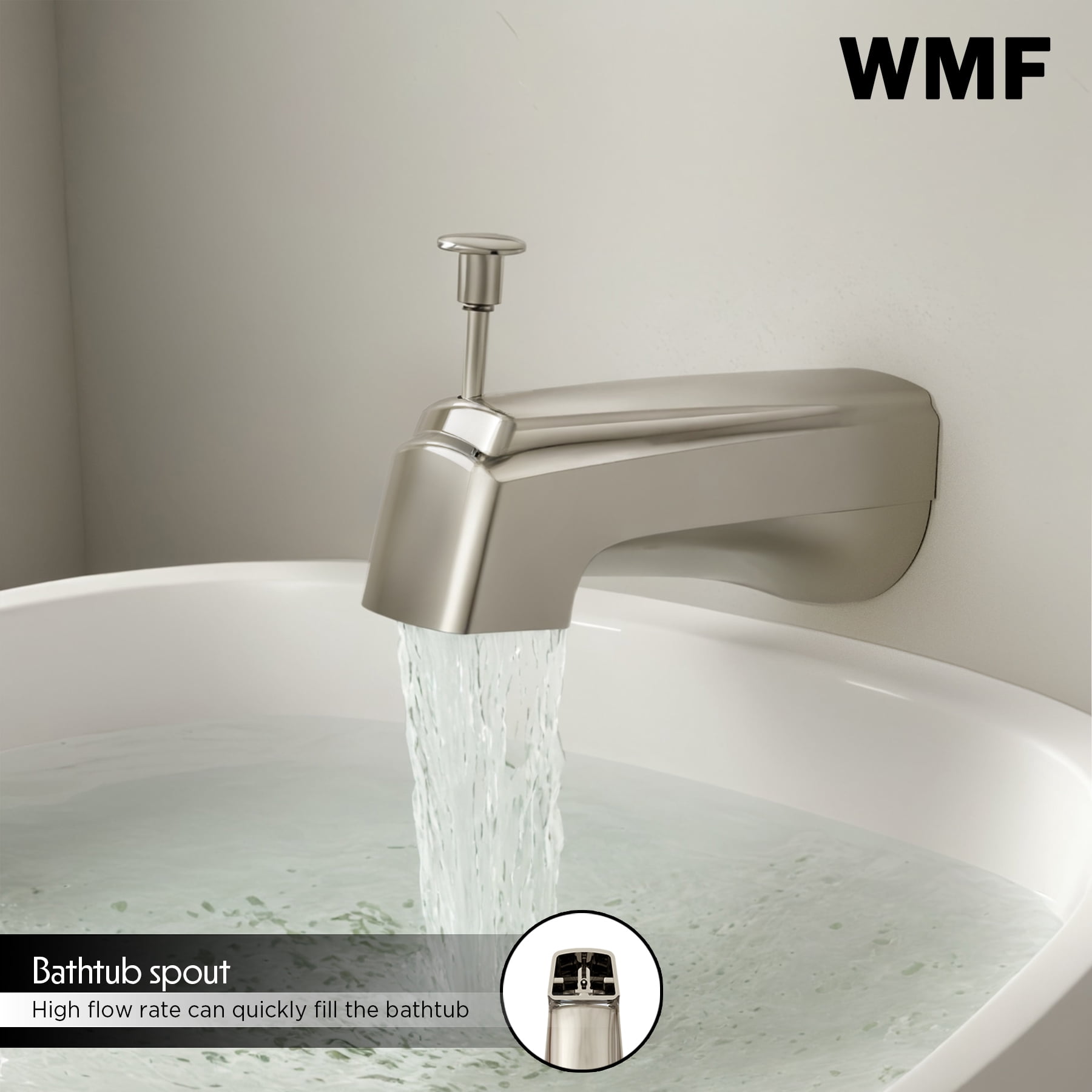 WMF-8218M-BN Hybrid Pressure Balancing Bath And Shower Sets In Brushed Nickel