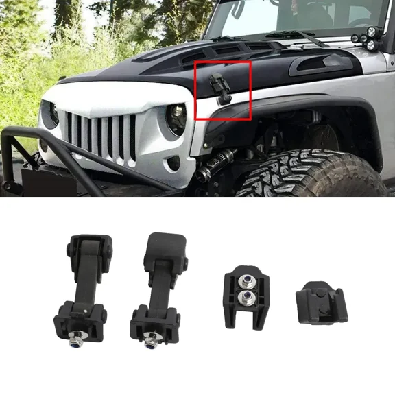 2Pcs Front Hood Lock Hood Latch Catch Buckle Fit for Jeep Wrangler JK 2007-2018