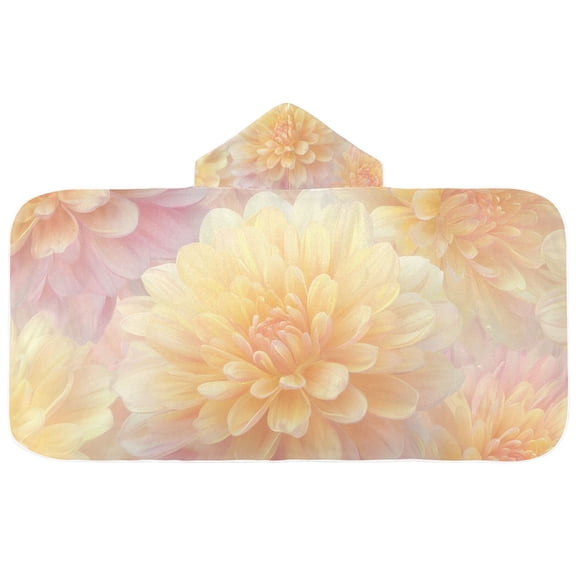 Blooming Yellow Flowers Kids' Hooded Towel Wrap Bath Towels Bath Cape Bathrobe Unisex 50" x 23.5"