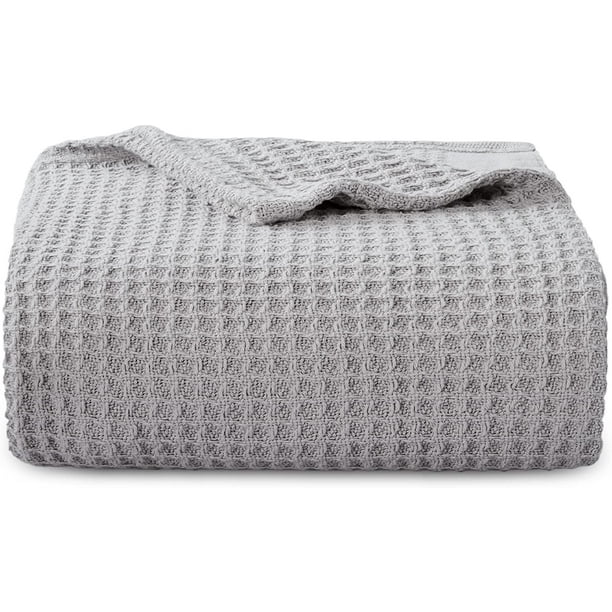 Bedsure 100 Cotton Blankets Queen Size for Bed 405GSM Waffle Weave