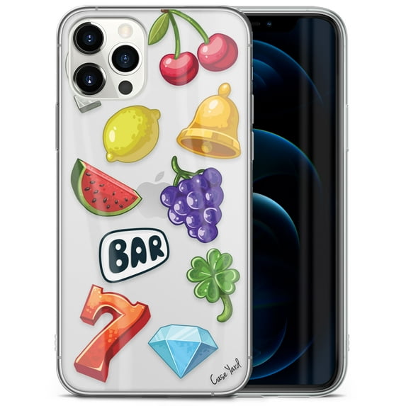 Case Yard iPhone-12/12-Pro Case Clear Soft & Flexible TPU Ultra Low Profile Slim Fit Thin Shockproof Transparent Bumper Protective Cover Drop Protective Cell Phone Cases (Slot Machine)