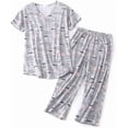 thumbnail image 1 of Conjuntos de pijama para mujer: pijamas capri para mujer, conjuntos de ropa de dormir de talla grande con pantalones capri, conjuntos de pijama de verano, 1 of 5