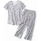 thumbnail image 1 of Conjuntos de pijama para mujer: pijamas capri para mujer, conjuntos de ropa de dormir de talla grande con pantalones capri, conjuntos de pijama de verano, 1 of 5