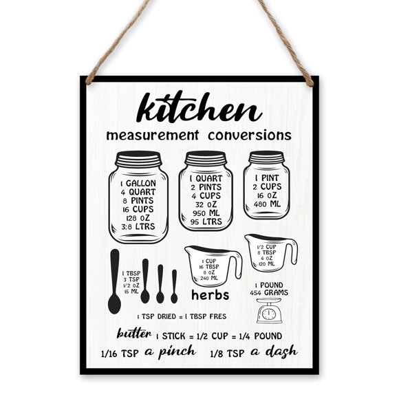 shiyou-Kitchen Measurement Conversion Chart Wall Hanging Decor for Kitchen Essentials, Baking Supplies Tools and Accessories for Women (A15)