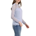 thumbnail image 4 of Allegra K Women's Round Neck Casual Blouses Lace Floral Long Sleeve Chiffon Tops, 4 of 6