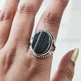 thumbnail image 4 of Natural Black Tourmaline Ring, Raw Black Tourmaline Ring, October Birthstone, Bohemian Band, 925 Sterling Silver, Womens Ring, Christmas, Thanksgiving, Handmade, Statement Jewelry, Gemstone Ring, 4 of 6