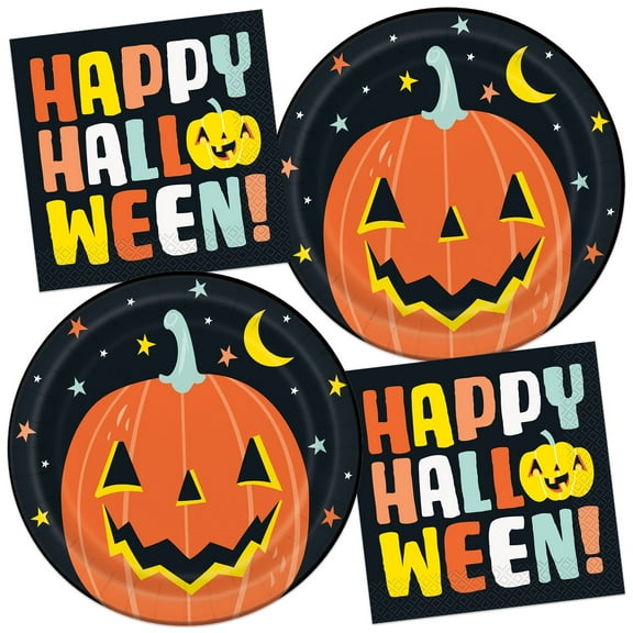 Halloween Plates and Napkins | 16 Plates & 16 Napkins | Halloween Party Supplies