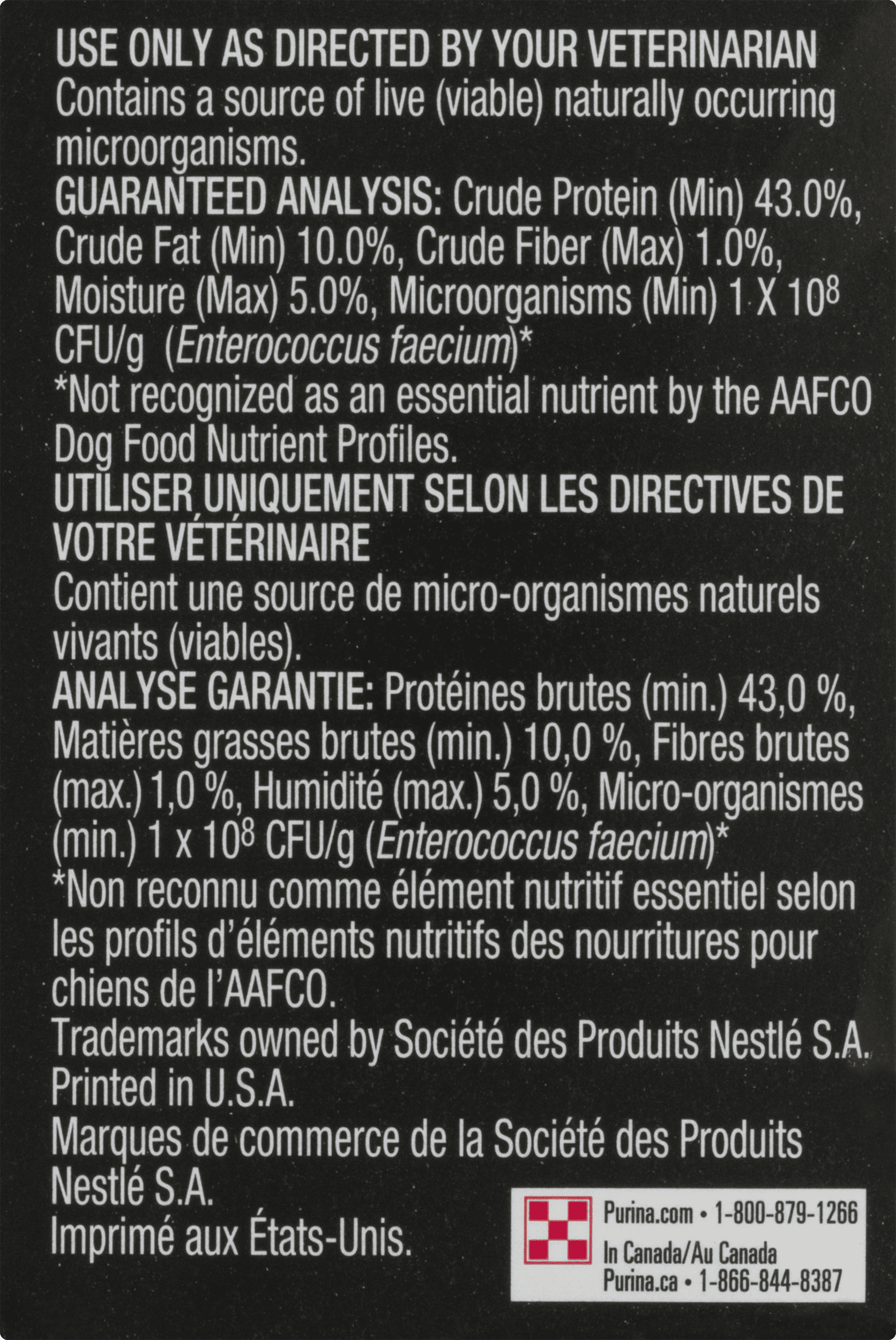 Purina Veterinary Diets Canine Probiotique Fortiflora 30 GR : :  Animalerie