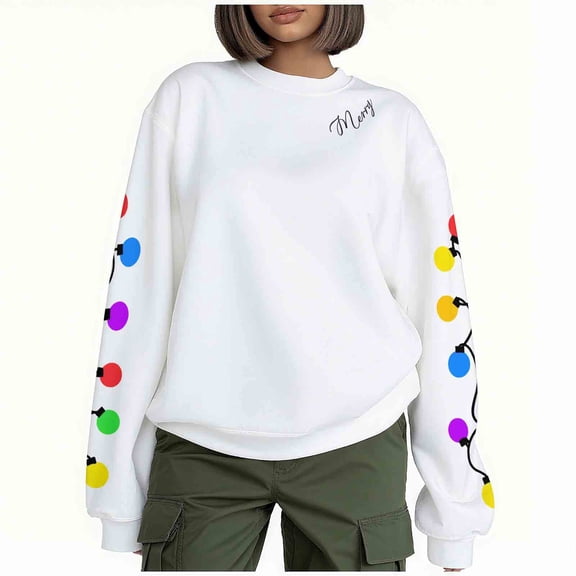 CLOISE No Hoodie Womens Sweatshirts Christmas Plus Size Crew Neck Tops Graphic Long Sleeve Pullover Fleece Clothes