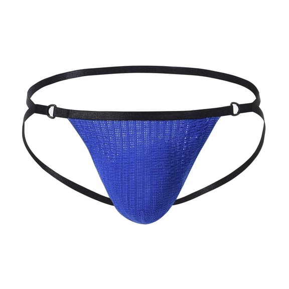 TANBOM Men's Double Thong Sexy Underwear Creative Design Fashionable Comfort Polyamide Fabric Blue S