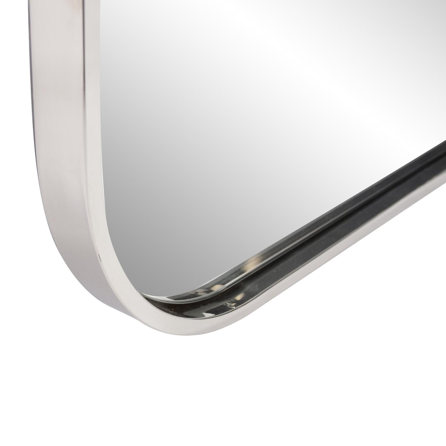 Tyler Dillon Curved Rectangular Stainless Steel Framed Vanity Mirror - 24"W x 36"H