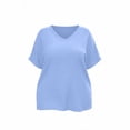 thumbnail image 4 of BSDJILFG 50% Plus Size Tops for Women Casual Short Sleeve Button V Neck Basic T Shirt Loose Sleep Pajama Lounge Tops S-5XL, 4 of 7