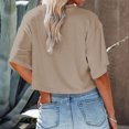 thumbnail image 6 of Trendfront Womens Summer Crew Neck Elbow Sleeve Tops Cropped Length Solid Color Tees Plain Casual Everyday Style Wear T-Shirts, 6 of 6
