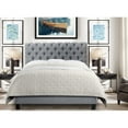 thumbnail image 3 of Gewnee Full Size Platform Bed Frame with Upholstered Linen Headboard - Wood Slat Support,Sturdy Construction.Box Spring Required.Grey, 3 of 7