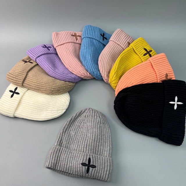 Gorro con letras bordadas de 3 uds, gorro muy informal para hombres y mujeres, gorro de invierno tejido, gorros de Hip-Hop, gorros, Color aleatorio
