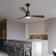 thumbnail image 3 of Pedestal Fan, (Same as W882P186029) 48 Inch Wood Ceiling Fan With 3 Solid Wood Blades Remote Control Reversible DC Motor For Living Room, Black Tower Fan,Metal & Wood Desk Fan, 3 of 9
