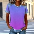 thumbnail image 2 of Sexlip Womens Short Sleeve Ombre Crew Neck T Shirt Gradient Design Breathable Fabric Relaxed Silhouette for Beach Days Purple XXL, 2 of 5