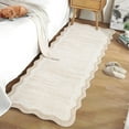 thumbnail image 4 of Scalloped Area Rugs Washable Modern Accent Rug, Stain-Resistant Foldable Floor Mat with Non-Slip Backing, Contemporary Low Pile Indoor Carpet for Bedroom, 4 of 7