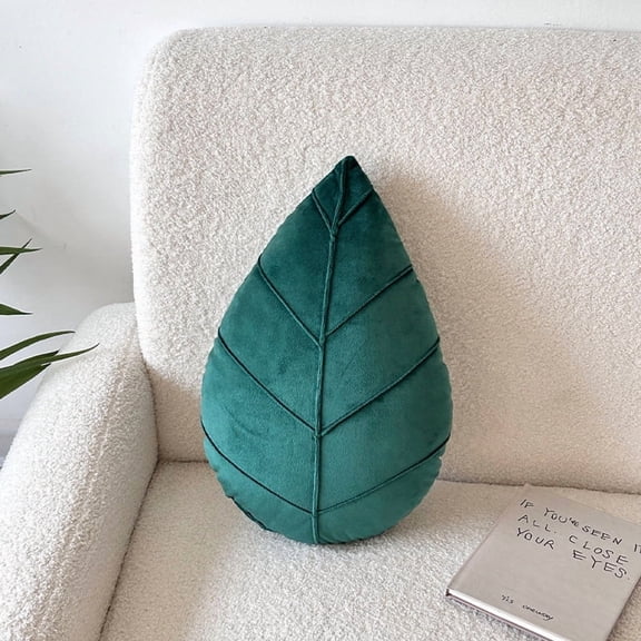 1pcs 3D Leaves Decorative Throw Pillows, Plush Pillow Set for Plant Lovers Garden Lovers, Living Room Bedroom Nursery Decor, 50*30CM,Dark Green