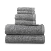 NY Loft 100% Cotton Classic Towel Set, Highly Absorbent and Durable, Greenwich Collection (6 Piece Towel Set, Grey)