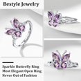 thumbnail image 2 of Guangzhoushicwz Collar y anillo con pendientes y mariposas con piedra natal de plata de Bestyle para mujer, 2 of 5
