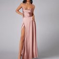 thumbnail image 4 of Cavosen Formal Dresses for Women Evening Party Pink Elegant Spaghetti Strap Sleeveless Long Dress Party Dress Side High Split Ankle Length Maxi Dress Flowy Backless Wedding Guest Dress, 4 of 5