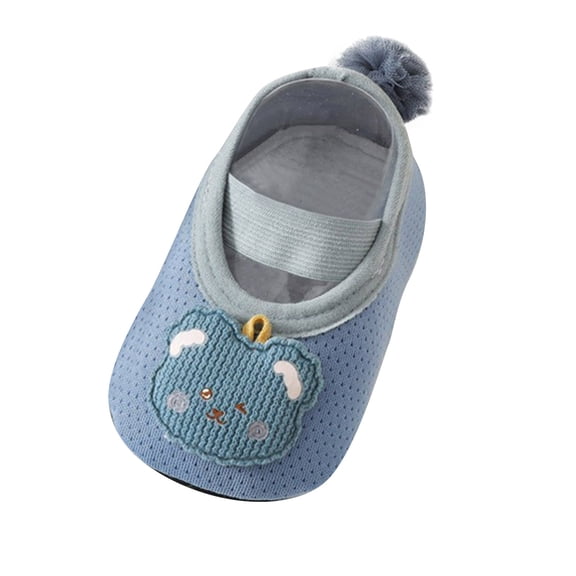 Quealent Toddler Slippers Boys Girls Adjustable House Shoes Barefoot Sock Shoes with Rubber Sole Baby Comfort Warm Indoor Outdoor Walking Shoe Blue for Size 3